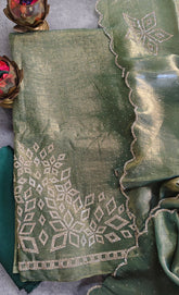 Shimmer Tissue Unstitched Suit Set with All-Over Swarovski Work.